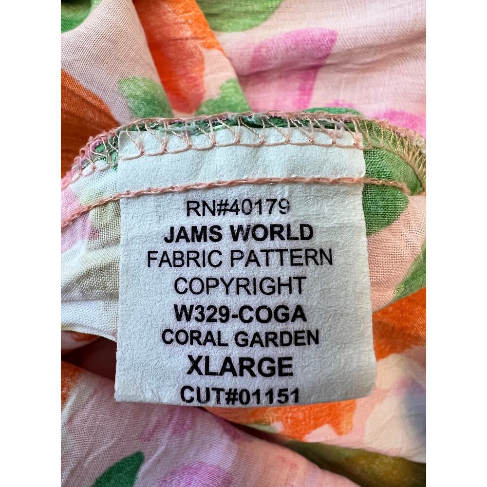 Vintage Jams World Dress Coral Garden Floral Hawaii Rayon Tiered Knee Length XL - Picture 7 of 9